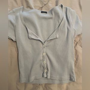 Brandy Melville Baby Blue Button Up Short Sleeve Top